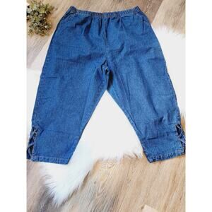 Cw Classics Women's Pants Capri Light Wash Elastic Waist Size 1X Pull On Blue